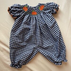 NWOT Southern Sunshine Smocked Fall Pumpkin Romper